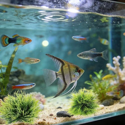 4 Pcs Fish Tank Plants Charming Plastic Aquarium Plants with Weighted Base for Fish Tank Decor Accessories, Green
