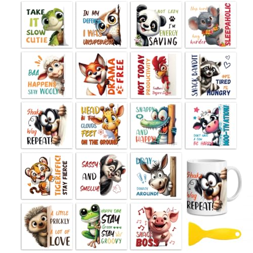 Peacoblue 18 Sheets Rub on Transfers for Crafts, Peeking Out Animal 3.6"x3.9" UV DTF Cup Wraps Waterproof Rub on Cold Transfers Stickers for Wood Glass Metal Cup Tumblers Mirrors Mugs Home Decor - style: Peeking out Animal