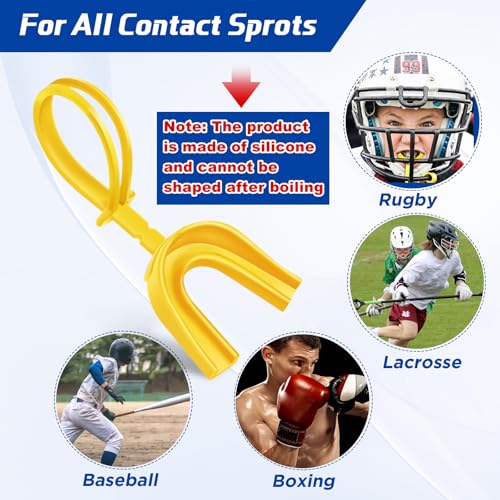 Dunzy 20 Pcs Football Mouth Guards with Strap Bulk - color: Yellow, size: Adult