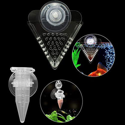 Aquarium Cone Red Worm Feeder Acrylic V-Shape Automatic Fish Feeder Brine Shrimp Food Feeding Cup with Suction Cup