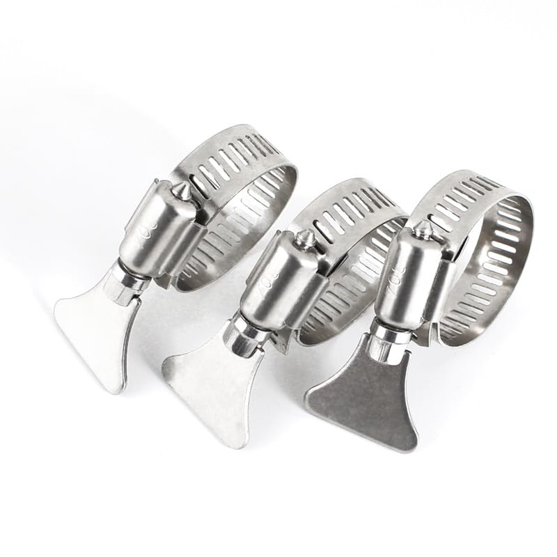 10-Pack 304 Stainless Steel Hose Clamps, 21-38mm (13/16"-1 1/2") Adjustable Thumb Screw Key-Type, for Plumbing, Automotive, Marine & Machinery Applications