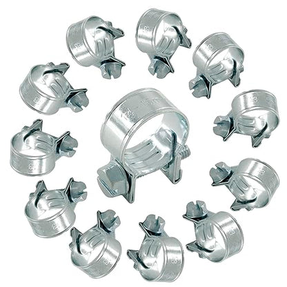 12pcs Stainless Steel Gas Line Clamp, 14-16mm, Silver, Industrial Hose Clamp - size: 14-16mm