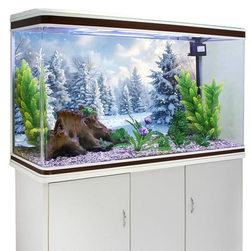 YongFoto Fish Tank Background - Winter Snow Scene Aquarium Backdrop - 30x12 inch - color: White, size: 30x12in/75x30cm