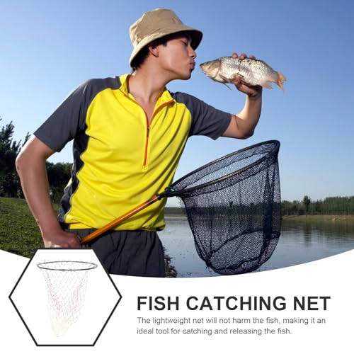 PRETYZOOM Replacement Fishing Net Stainless Steel Mesh Head 40cm Diameter with 8mm Connector, Color Printed Foldable Fish Catching Accessory for Freshwater and Saltwater Anglers