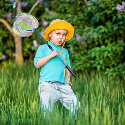 Fishing Nets with Bucket Fishing Retractable Landing Net Lightweight Aluminum Pole with Non-Slip Handle for Catch and Release and Release Frogs Butterfly Youth Outdoor - style: Red+blue