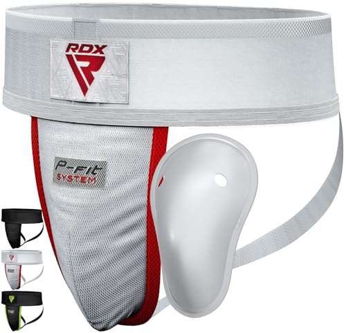 RDX Groin Protector Cup Men, Boxing Kickboxing MMA Muay Thai Sparring Groin Guard, Ventilated Adjustable,Karate Fighting Training, Underwear Jiu Jitsu BJJ Protection, Boys Youth - color: White, size: Medium
