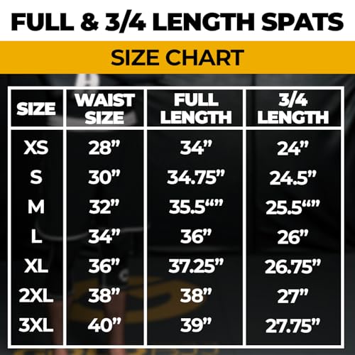 Gold BJJ Jiu Jitsu Spats - Base Layer for Gi and No-Gi Grappling - Martial Arts Pants - color: Black (Full Length), size: X-Large