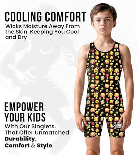 Exxact Sports Sublimated Adult & Youth Wrestling Singlet - color: Emoji, size: Large