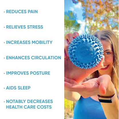 Dr. Cohen's acuball Heatable Deep Tissue Massage Ball - acuBall Trigger Point Massage Therapy for Myofascial and Stress Release and Exercise - Effective Back Massager Ball for Targeted Pain Relief - color: Acuball Large - Blue