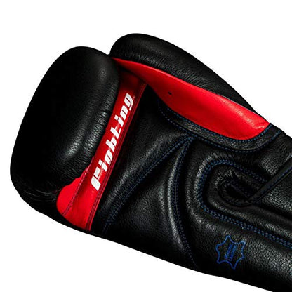 Fighting Leather Training Gloves - Boxing, MMA, Kickboxing, Punching Bag, Sparring Oz Gloves - color: Black, size: 12 oz