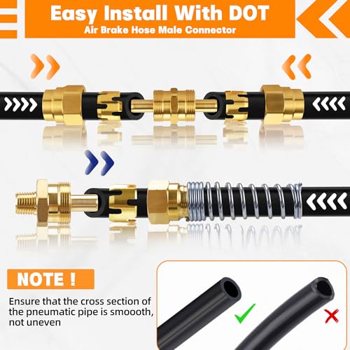 32PCS Brass DOT Air Brake Hose End Fitting Kit - J1402 Sleeve Tube Assortment for Replacement, Assembly (Connector, Union and Sleeve) - style: 32PCS
