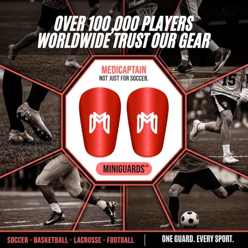 MediCaptain MiniGuards - Mini Shin Guards for Soccer Players - Tiny Shin Pads for Men, Women, Teens - Miniature Shin Guards 3.9 x 2.4 inch - Perfect for High Level Soccer Athletes - color: Red