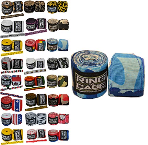 Ring to Cage Handwraps Mexican Style Stretchable- Patterned 180" Long - 23 Color Patterns - color: Blue Camo