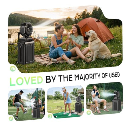 4 Gal Large Misting Bucket Fan Portable, 40000mAh Rechargeable Mister Fan with Retractable Handle & Oscillating Camping Fan for Patio/Beach/Fishing/Golf/Travel Essentials - color: Black