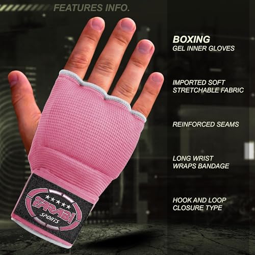 FARABI Kids Hybrid Boxing Inner Gloves Punching Boxing Gloves - color: All Pink (Pack of 2)