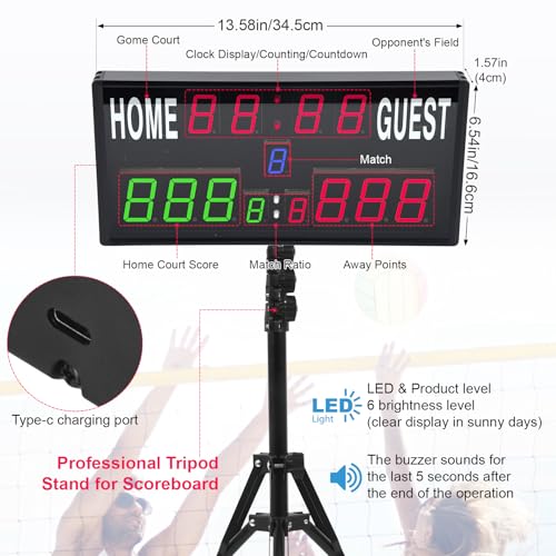 Samshow LED Digital Scoreboard with Remote & Tripod, Cornhole Score Keeper - style: 2025 6 digital led scoreboard - tripod