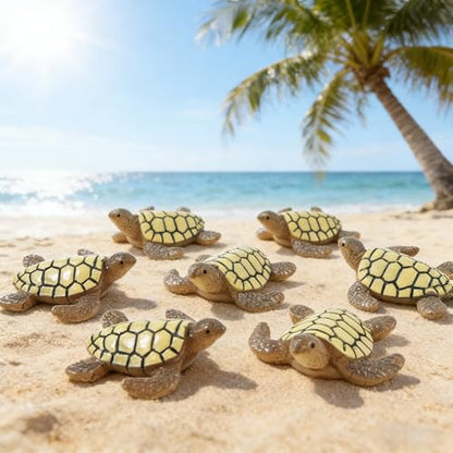 EMiEN 6pcs Simulated Sea Turtle,Resin Figurine, for Micro Landscape Decorations,Fairy Gardens,Fish Tank Decoration