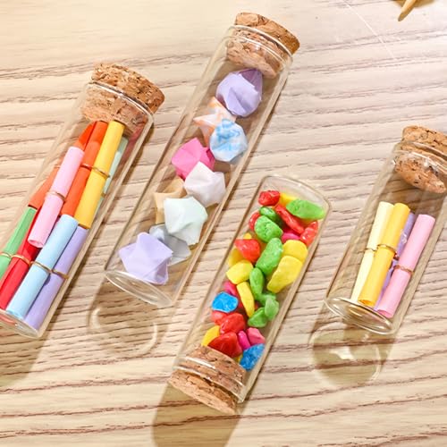 6 Pcs Empty Transparent Test Tube Glass Bottle Vials With Cork Stopper, Clear Glass Bottles Jars for Wedding Favors Art Crafts DIY (22x30x17mm 0.17 OZ)