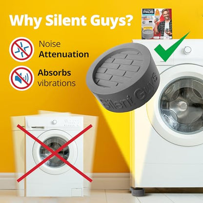 Silent Guys Anti Vibration Pads for Washing Machine (4 Pack) – Heavy Duty Washing Machine Anti-Vibration Pads, Universal Washer Feet, Grey Anti Vibration Mat