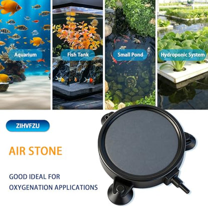 2PCS 4" Aquarium Air Stone Disc with 3 Suction Cups, Bubble Diffuser for Fish Tanks, Water Tanks & Hydroponic Systems