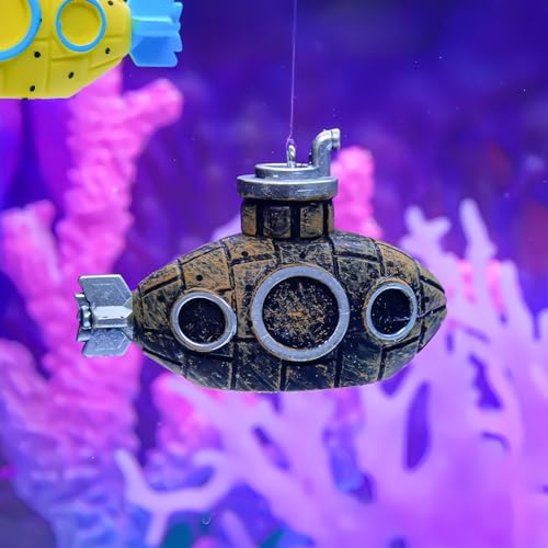 2Pcs Floating Fish Tank Decoration, Retro Submarine Set, Aquarium Resin Fish Tank Accessories