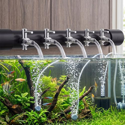 20pcs Aquarium 1 Way Thread Valves Air Flow Control Valves with 1 Aquarium Airline Tubing 6.5 Feet Standard 3/16" Air Hose for Fish Tank