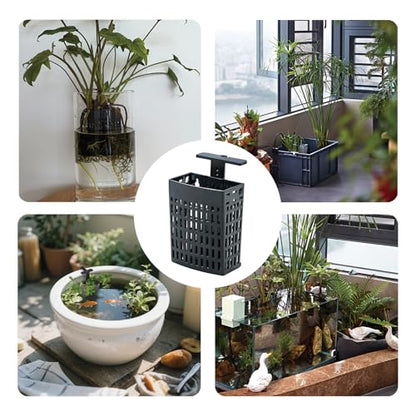 4pcs Upgraded Adjustable Aquarium Plant Holder，Fish Tank Plants Holder,Fish Tank Aquaponics Plant Cultivation and Aquarium Landscape Decoration with Hooks and Suction Cup (Black)
