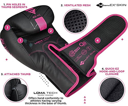 RDX Kids Unfilled Punching Bag Set 2FT, Non Tear Maya Hide Leather Kara Junior Hanging Bag for Kickboxing MMA Muay Thai Taekwondo Karate BJJ Strength Training, Home Gym Equipment - color: PINK