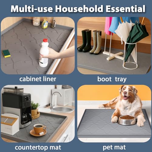 31" x 22" Under Sink Mat Waterproof, Silicone Mat Kitchen Drawer Shelf and Cabinet Liner, Sink Protector for Kitchen Organizers and Storage, Boot Tray Pet Food Mats