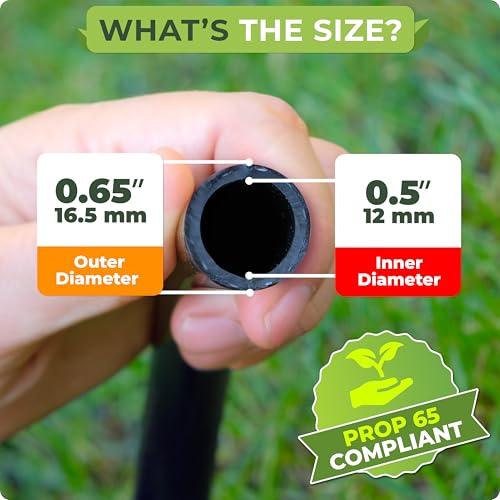 50 FT 1/2 Irrigation Tubing Mainline - Flexible Drip Irrigation Tubing Perfect for Push-To-Connect Garden Irrigation System, or as Blank Distribution Hose for Any Gardening Project