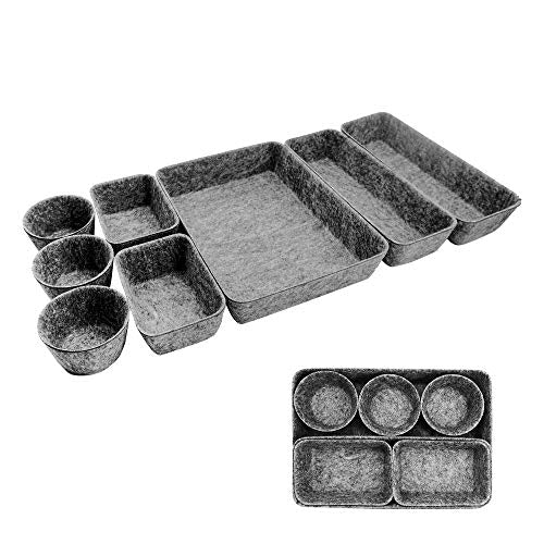 8pcs Drawer Organizers, Separators, Storage Box,Felt Storage Bins Inserts Tool Containers Toy Basket Shelf Cubes Foldable Drawer Dividers Desk Organisers - Grey