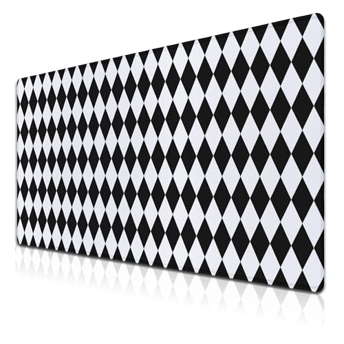 Computer Mat Black and White Desk Mat Large, Big Mouse Pad Gaming Desk Mats, Mouse Pad Gaming Non-Slip Rubber Base Waterproof with Stitched Edges, 35.4" X 15.7" for Work/Game/Office Diamond - color: Diamond
