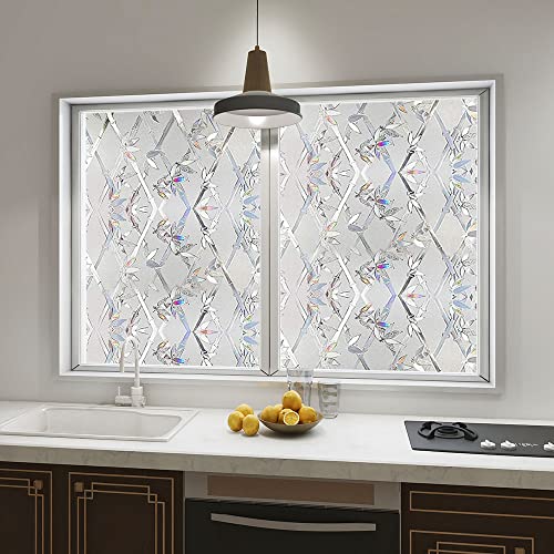 Window Privacy Film, 3D Stained Glass Film, Vinyl Decorative Window Decals, Static Cling Window Film Non-Adhesive Removable (35.4 x 78.7 inch) - size: 35.4'' x 78.7'' (90 x 200 cm)