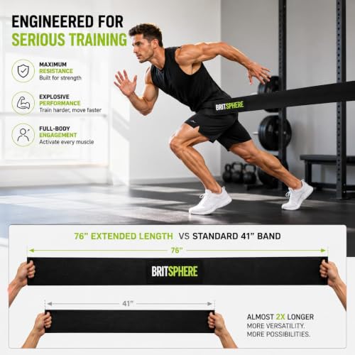 76-Inch Long Fabric Resistance Band Extended Heavy Duty Resistance Band - color: Black