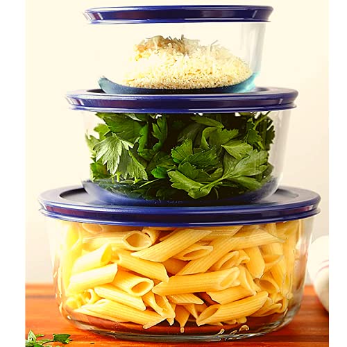 Wood Grip - Lids for Pyrex and Anchor Round Glass Containers - Lids For Pyrex Glass Containers - Replacement Lids (Blue, 4 Cups, 6 Pack)