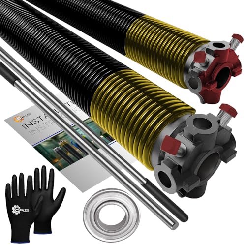 Garage Door Torsion Springs 250x2x30 Replacement for Left and Right Side of Garage Door - 1" Steel Bearing, Winding Bars, and Gloves Precision E-Coating 5-Year Warranty Min. 30,000 Cycles (Pair) - color: Pair, size: 250x2x30
