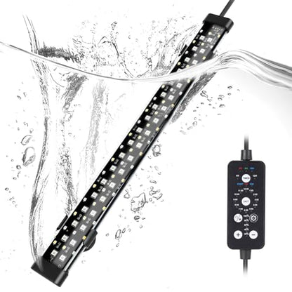 hygger Submersible LED Aquarium Light, 17W 19in 24/7 Mode Fish Tank Light with 5 Rows Beads, with Timer 9 Colors and Adjustable Brightness, Full Spectrum IP68 Waterproof Light for Fish Tank 20-35 inch