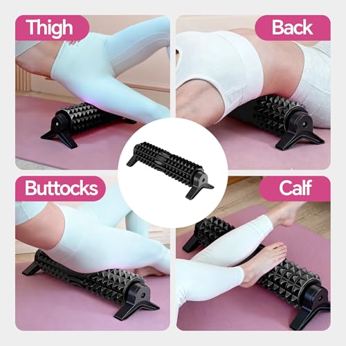 Foam Roller with Detachable Stand, 18" Deep Tissue Massage Roller | Beginner-Friendly Support Design for Muscle Recovery, Home Workout & Fitness - Black