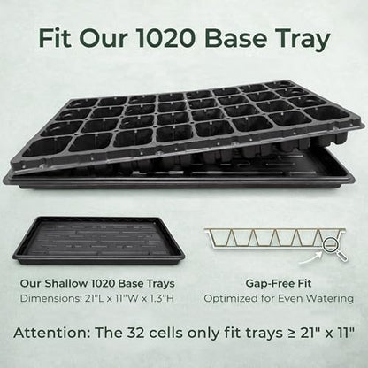 Gardzen 10 Pack 32 Cell Seed Starter Trays, 2" Deep Plug Tray for Seedlings, Heavy Duty Seedling Trays with Drainage Holes, Fit Standard 1020 Drip Tray for Indoor&Outdoor Use