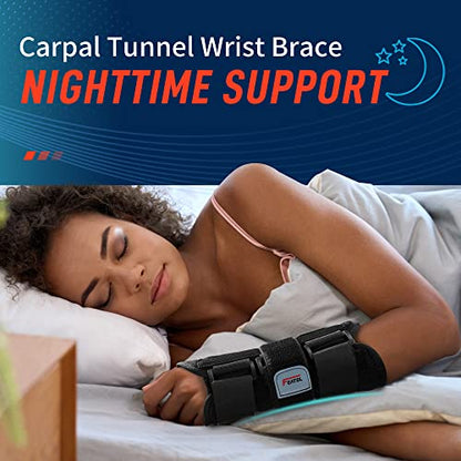 FEATOL Carpal Tunnel Wrist Brace Night Support, Adjustable Right Hand Brace - size: Small/Medium (Pack of 1), style: Right Hand -Black