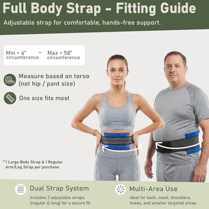 Flexible Cold Gel Pack with Straps, 9.5" x 4.5", 4 Pack | Soft gel ice pack for injuries reusable, recovery, with hands-free strap, medical grade knee, back, neck, wrist, hand - style: ColdWithStrap