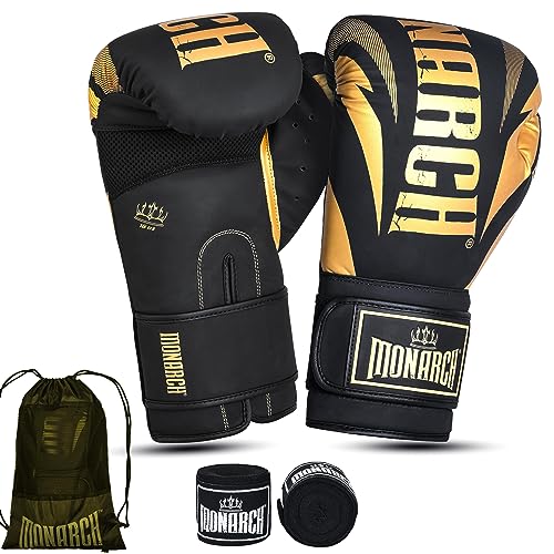 Boxing Gloves Men Women with Hand Wraps for Boxing, Muay Thai, Kickboxing, Punching Bag Workout traing and Sparing Gear Complete Boxing Kit, Size 8-16 OZ - color: Golden, size: 8oz