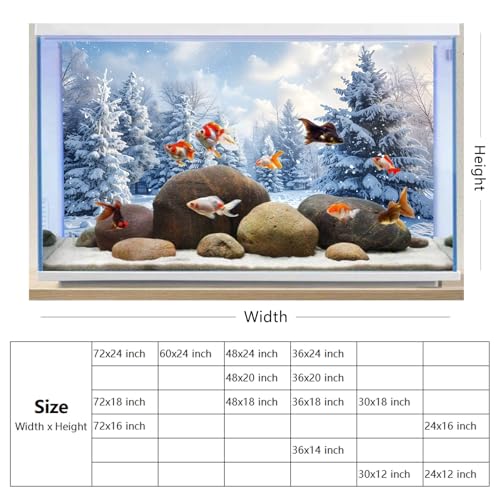 YongFoto Fish Tank Background - Winter Snow Scene Aquarium Backdrop - 30x12 inch - color: White, size: 30x12in/75x30cm
