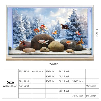 YongFoto Fish Tank Background - Winter Snow Scene Aquarium Backdrop - 30x12 inch - color: White, size: 30x12in/75x30cm