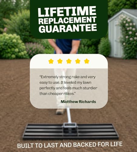 Lawn Leveling Rake 48 Inch x 10 Inch – Heavy Duty Lawn Leveler & Yard Leveling Rake – Steel Lawn Level Rake & Leveling Tool for Soil, Sand & Top Dressing