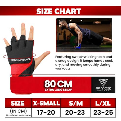 WYOX Gel Boxing Hand Wraps & Curved Focus Mitts Bundle for Men & Women Adults – 80cm Wrist Straps, Padded Knuckle Support, Neoprene Inner Glove Gel Padding, MMA Muay Thai Kickboxing Training Pads