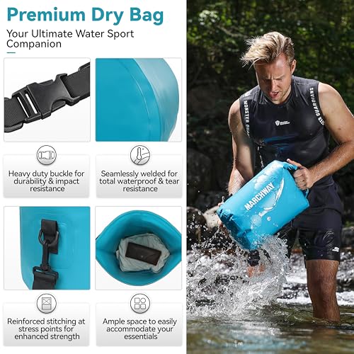 MARCHWAY Floating Waterproof Dry Bag Backpack 5L/10L/20L/30L/40L, Roll Top Sack Keeps Gear Dry for Kayaking, Rafting, Boating, Swimming, Camping, Hiking, Beach, Fishing - color: Teal, size: 10L