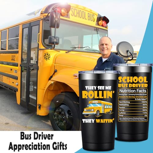 Grifarny Bus Driver Appreciation Gifts - Buses Drivers Gifts for Men, Women - Buses Drivers Christmas Gift - School Bus Driver Tumbler Cup 20 oz - color: Bus Driver Black