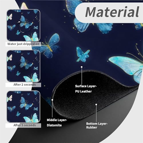 Kitchen Sink Splash Guard，Luminous Butterfly-1 Faucet Mat Sink Gadgets-Super Absorbent Fast Drying Mat Drip Catcher for Kitchen, Bathroom,Sink Mat, Dish Drying Mat, Bathroom(15" X 5.5" ) - color: Luminous Butterfly-1