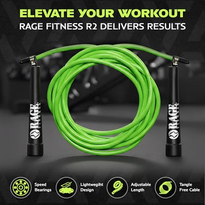 Rage Fitness R2 Speed Jump Rope, Adjustable PVC, Smooth Bearings